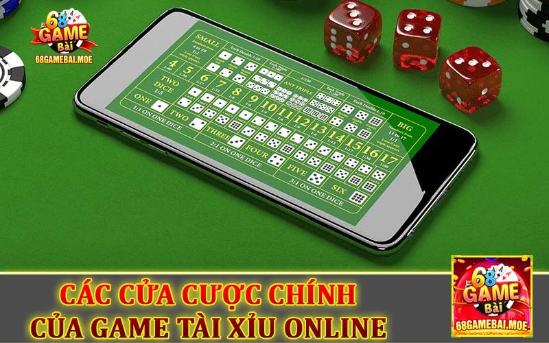 Các cửa cược chính có trong game Tài Xỉu Online