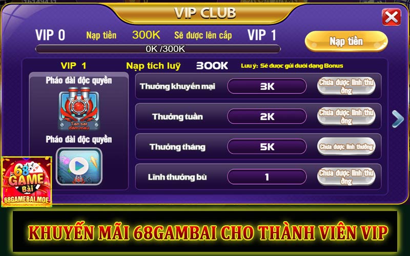 Khuyến mãi 68GB dành cho thành viên VIP